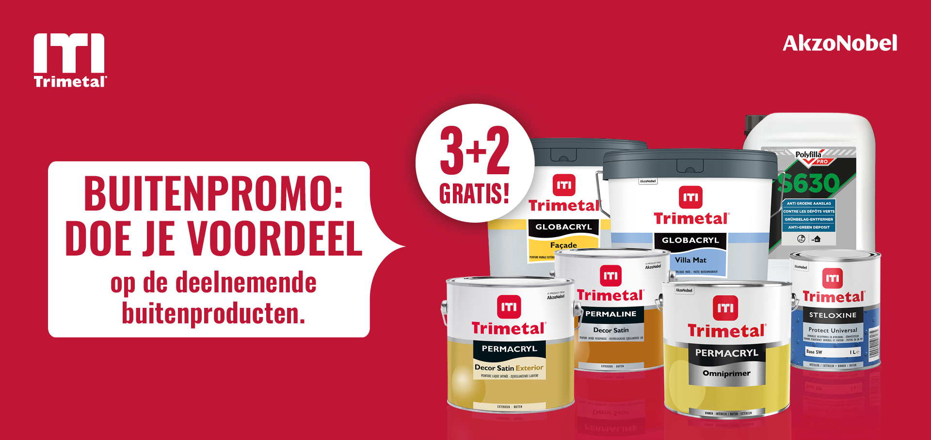 overzicht van de deelnemende buitenproducten waar 3+2 gratis op geldt