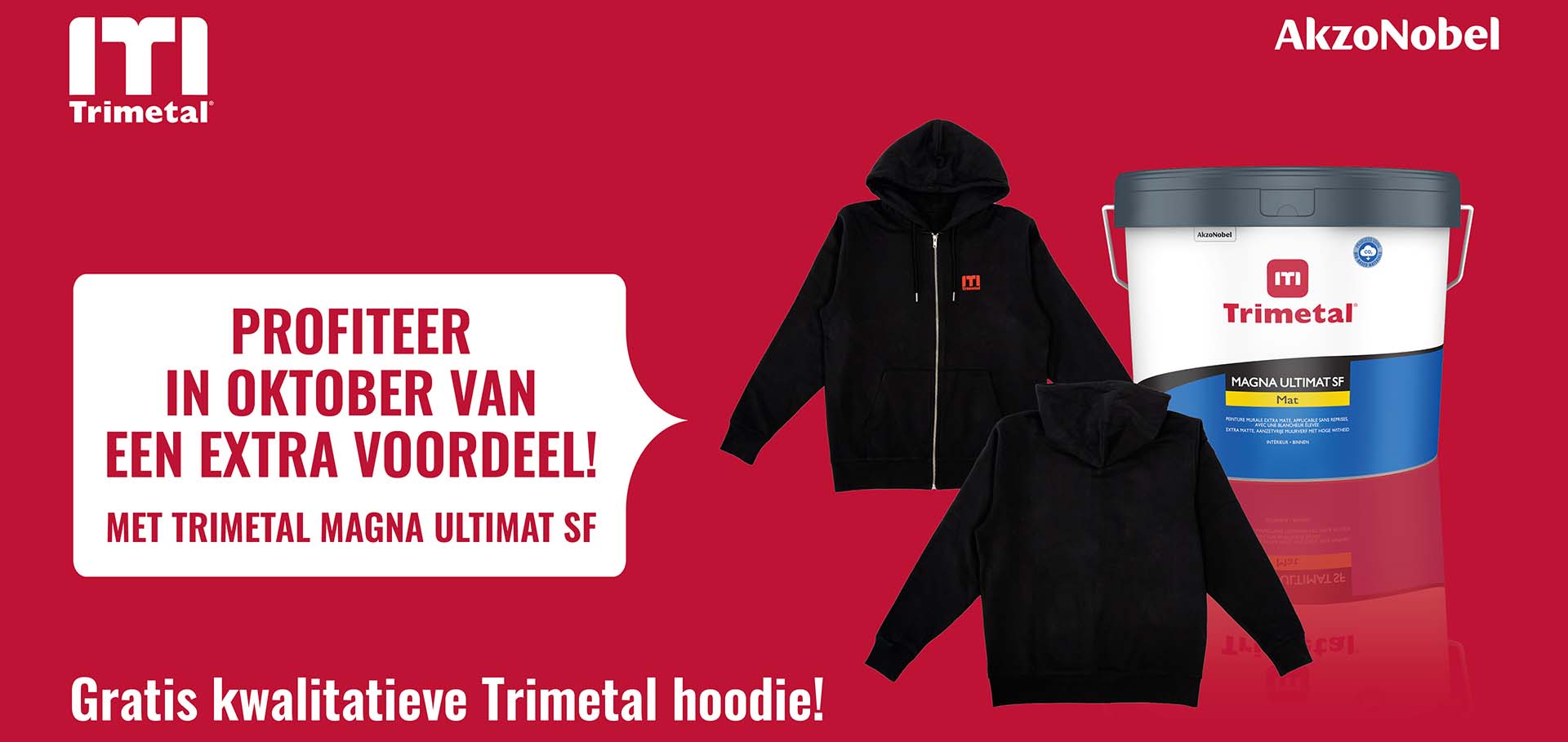 Promotie van pot Magna Ultimat SF en een zwarte hoodie trui