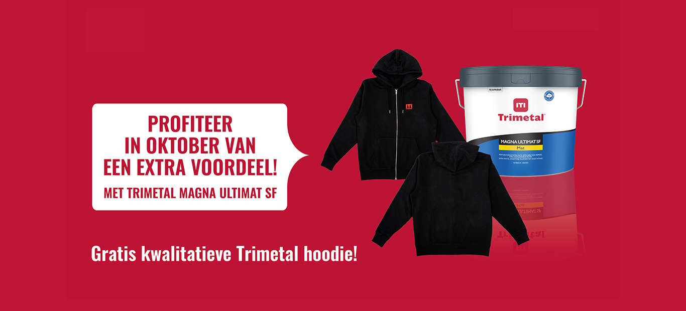 Promotie van pot Magna Ultimat SF en een zwarte hoodie trui