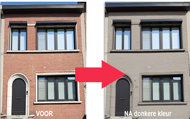 voor-na ingekleurde gevel donkere kleur